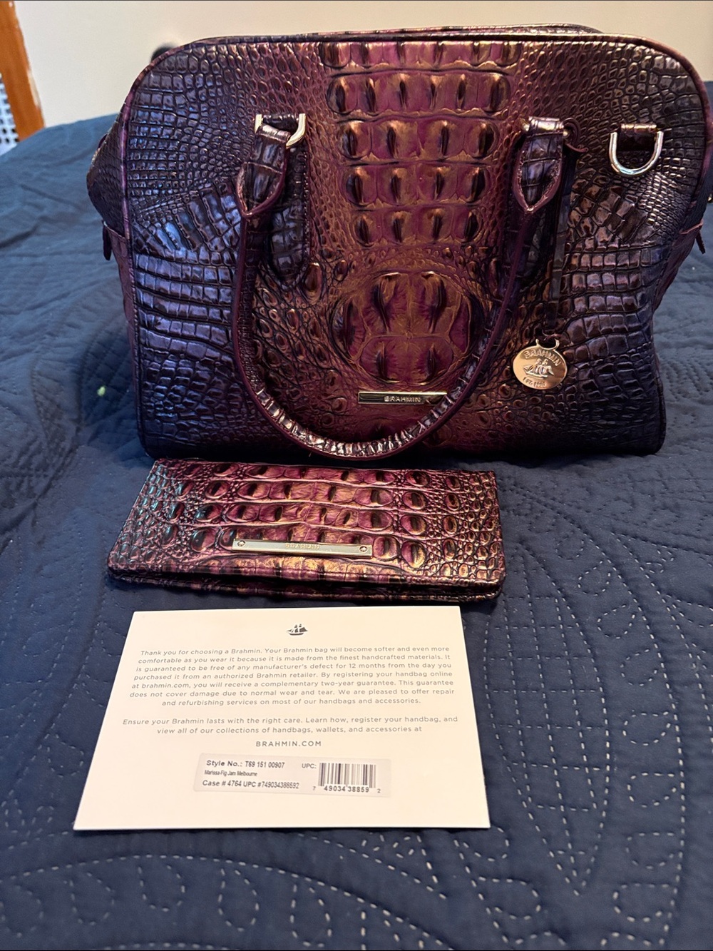 Brahmin Marissa. Fig Jam Melbourne with matching ady wallet